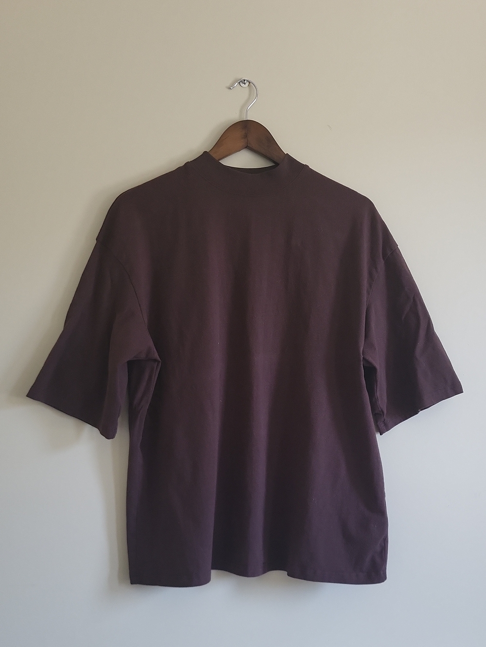 Oversized Cotton Crewneck T Shirt In Dark Chocolate Brown, Size M